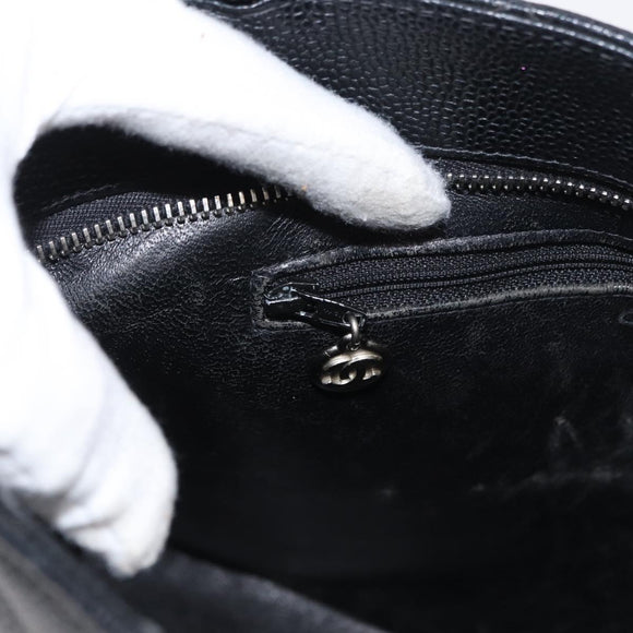 CHANEL Matelasse Reprint Tote Bag Caviar Skin Black CC Auth 168135
