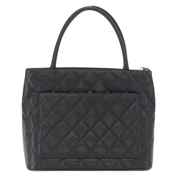 CHANEL Matelasse Reprint Tote Bag Caviar Skin Black CC Auth 168135