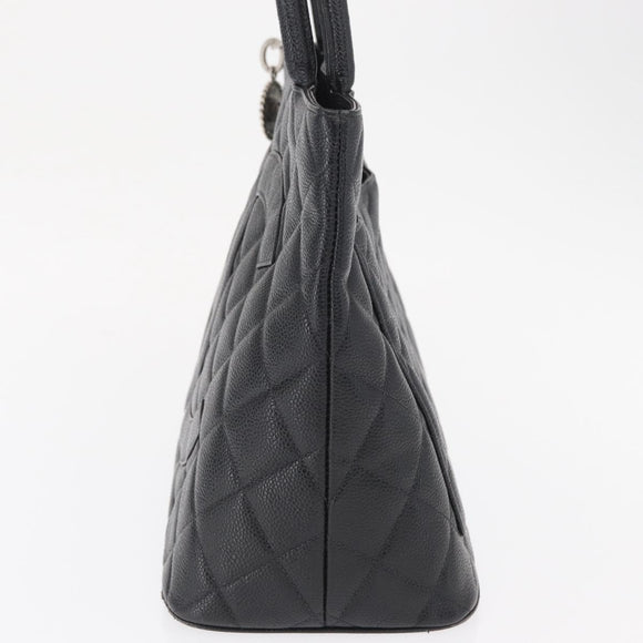 CHANEL Matelasse Reprint Tote Bag Caviar Skin Black CC Auth 168135