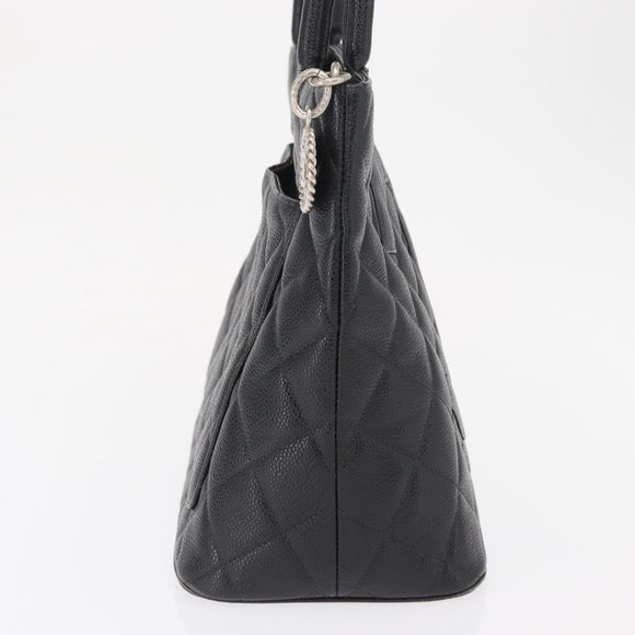 CHANEL Matelasse Reprint Tote Bag Caviar Skin Black CC Auth 168135