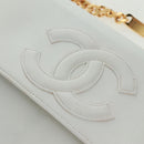 CHANEL COCO Mark Chain Shoulder Bag Leather White Gold CC Auth 168138V-20