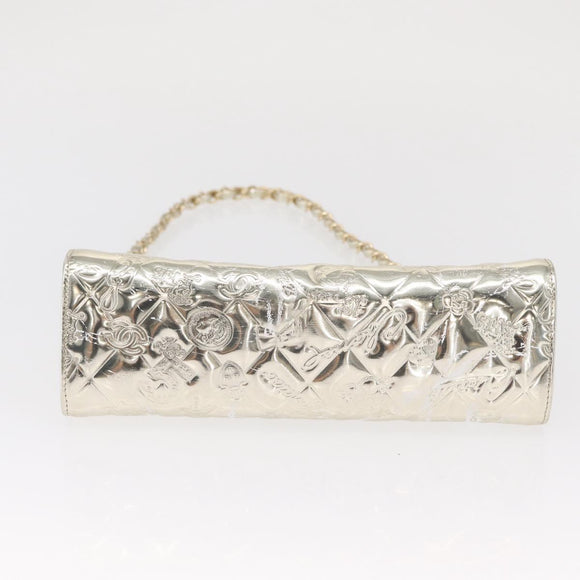 CHANEL Matelasse Shoulder Bag Patent leather Gold CC Auth 168139