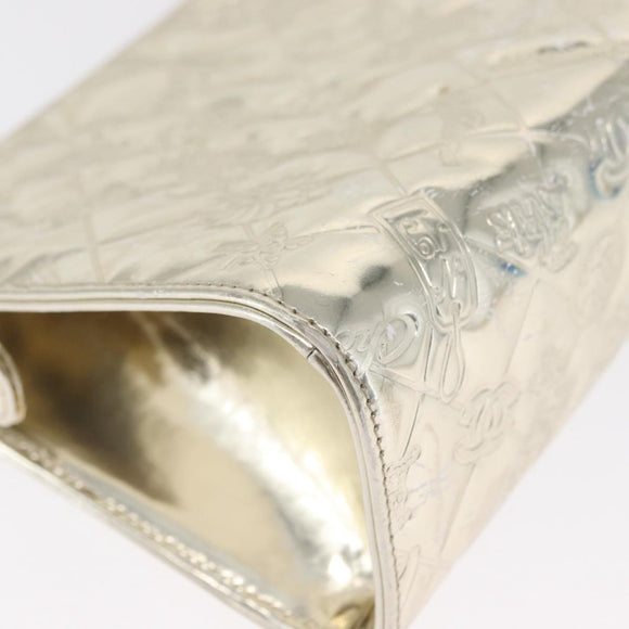 CHANEL Matelasse Shoulder Bag Patent leather Gold CC Auth 168139