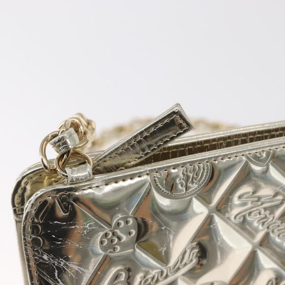 CHANEL Matelasse Shoulder Bag Patent leather Gold CC Auth 168139