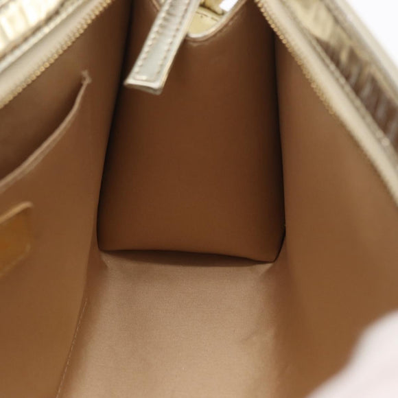 CHANEL Matelasse Shoulder Bag Patent leather Gold CC Auth 168139