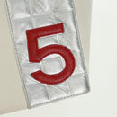 CHANEL Chain Choco Bar Line Shoulder Bag No5 Canvas White Silver CC Auth 168140V-19