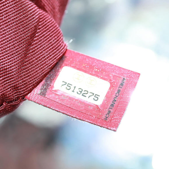 CHANEL Chain Choco Bar Line Shoulder Bag No5 Canvas White Silver CC Auth 168140V