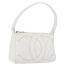CHANEL COCO Mark Shoulder Bag Caviar Skin White Gold CC Auth 168141SAV-1