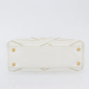 CHANEL COCO Mark Shoulder Bag Caviar Skin White Gold CC Auth 168141SAV-10