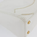 CHANEL COCO Mark Shoulder Bag Caviar Skin White Gold CC Auth 168141SAV-11