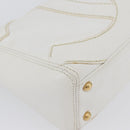 CHANEL COCO Mark Shoulder Bag Caviar Skin White Gold CC Auth 168141SAV-13
