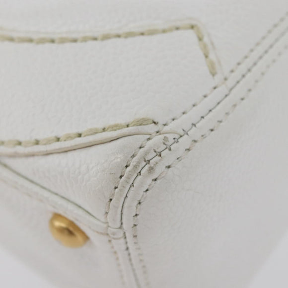 CHANEL COCO Mark Shoulder Bag Caviar Skin White Gold CC Auth 168141SAV