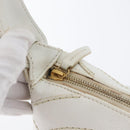 CHANEL COCO Mark Shoulder Bag Caviar Skin White Gold CC Auth 168141SAV-16
