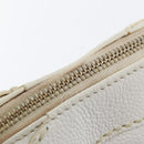 CHANEL COCO Mark Shoulder Bag Caviar Skin White Gold CC Auth 168141SAV-17