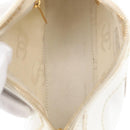 CHANEL COCO Mark Shoulder Bag Caviar Skin White Gold CC Auth 168141SAV-21
