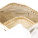 CHANEL COCO Mark Shoulder Bag Caviar Skin White Gold CC Auth 168141SAV-28