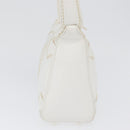 CHANEL COCO Mark Shoulder Bag Caviar Skin White Gold CC Auth 168141SAV-5