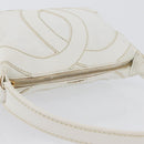 CHANEL COCO Mark Shoulder Bag Caviar Skin White Gold CC Auth 168141SAV-7