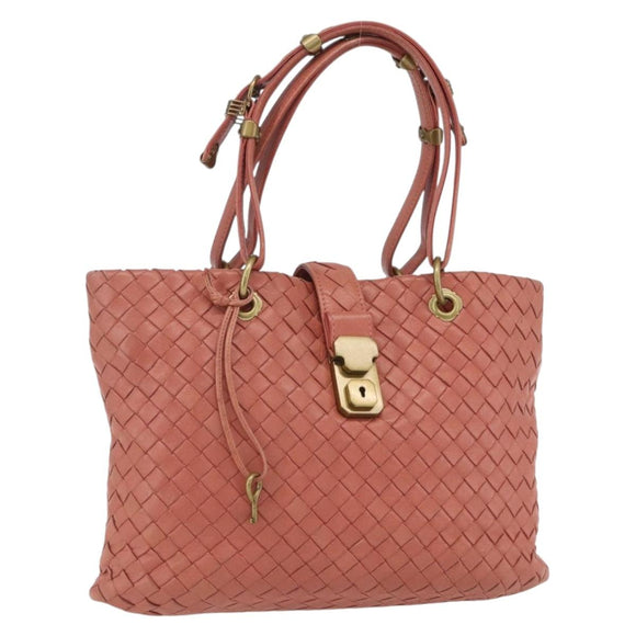 BOTTEGA VENETA INTRECCIATO Hand Bag Leather Pink Gold Auth 168147V