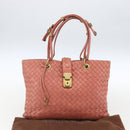 BOTTEGA VENETA INTRECCIATO Hand Bag Leather Pink Gold Auth 168147V-12