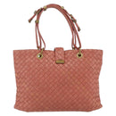 BOTTEGA VENETA INTRECCIATO Hand Bag Leather Pink Gold Auth 168147V-2