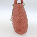 BOTTEGA VENETA INTRECCIATO Hand Bag Leather Pink Gold Auth 168147V-4