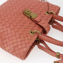 BOTTEGA VENETA INTRECCIATO Hand Bag Leather Pink Gold Auth 168147V-6
