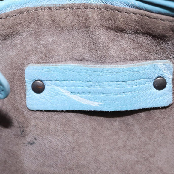 BOTTEGA VENETA INTRECCIATO Shoulder Bag Leather Light Blue Auth 168149