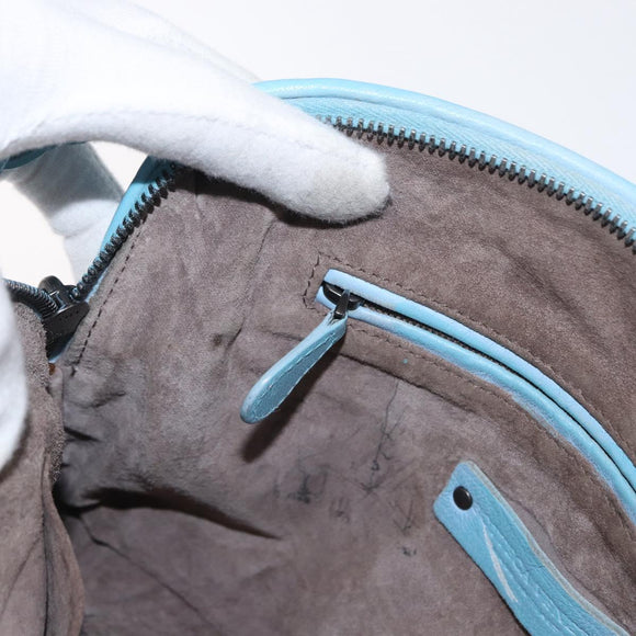 BOTTEGA VENETA INTRECCIATO Shoulder Bag Leather Light Blue Auth 168149