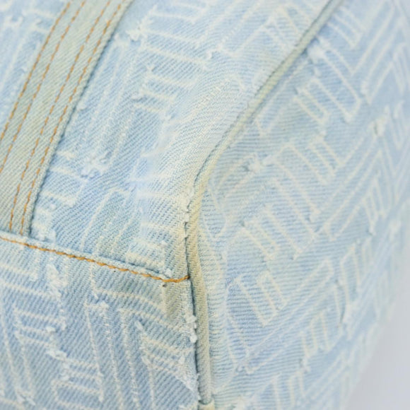 FENDI Zucca Canvas Hand Bag Light Blue Gold Auth 168153V