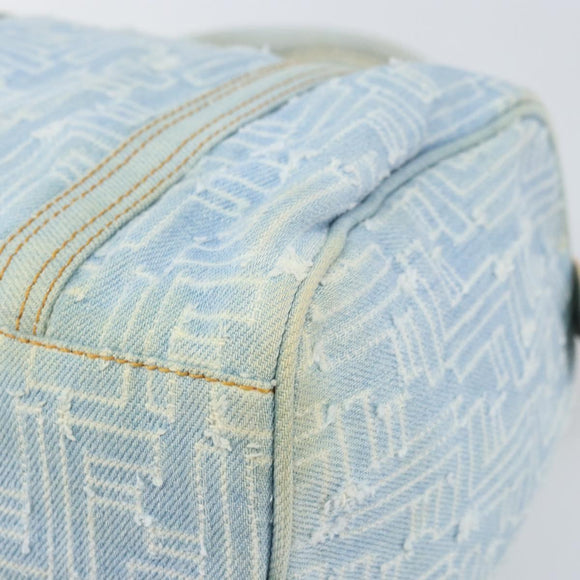 FENDI Zucca Canvas Hand Bag Light Blue Gold Auth 168153V