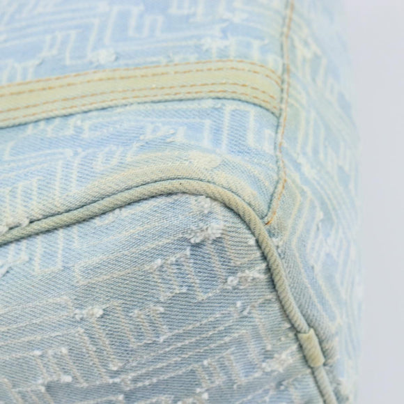 FENDI Zucca Canvas Hand Bag Light Blue Gold Auth 168153V