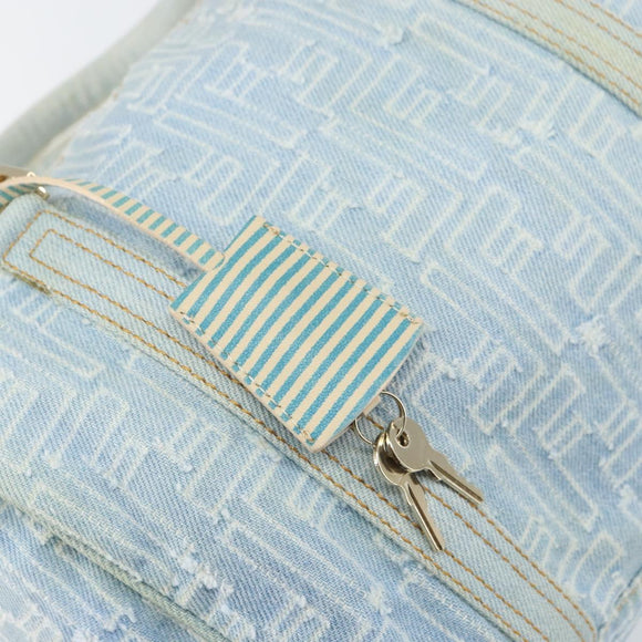 FENDI Zucca Canvas Hand Bag Light Blue Gold Auth 168153V