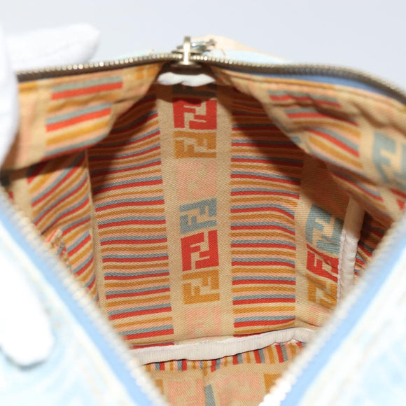 FENDI Zucca Canvas Hand Bag Light Blue Gold Auth 168153V