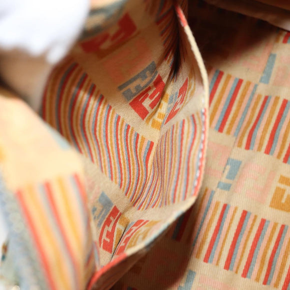 FENDI Zucca Canvas Hand Bag Light Blue Gold Auth 168153V