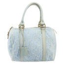 FENDI Zucca Canvas Hand Bag Light Blue Gold Auth 168153V-13