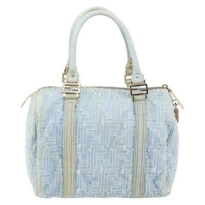 FENDI Zucca Canvas Hand Bag Light Blue Gold Auth 168153V - 0