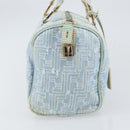 FENDI Zucca Canvas Hand Bag Light Blue Gold Auth 168153V-4