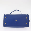 SAINT LAURENT Baby Kabas Hand Bag Leather 2way Blue Gold 311210 Auth 168154-11