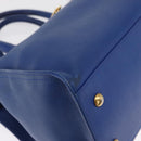 SAINT LAURENT Baby Kabas Hand Bag Leather 2way Blue Gold 311210 Auth 168154-12
