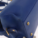 SAINT LAURENT Baby Kabas Hand Bag Leather 2way Blue Gold 311210 Auth 168154-14