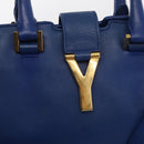 SAINT LAURENT Baby Kabas Hand Bag Leather 2way Blue Gold 311210 Auth 168154-16