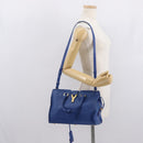 SAINT LAURENT Baby Kabas Hand Bag Leather 2way Blue Gold 311210 Auth 168154-25