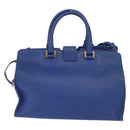 SAINT LAURENT Baby Kabas Hand Bag Leather 2way Blue Gold 311210 Auth 168154-3