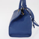 SAINT LAURENT Baby Kabas Hand Bag Leather 2way Blue Gold 311210 Auth 168154-5