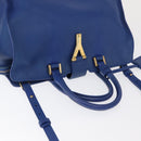 SAINT LAURENT Baby Kabas Hand Bag Leather 2way Blue Gold 311210 Auth 168154-6