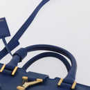 SAINT LAURENT Baby Kabas Hand Bag Leather 2way Blue Gold 311210 Auth 168154-8