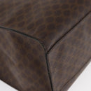 CELINE Macadam Canvas Tote Bag PVC Leather Brown Gold Auth 168166-10