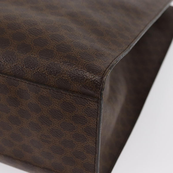 CELINE Macadam Canvas Tote Bag PVC Leather Brown Gold Auth 168166