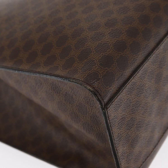CELINE Macadam Canvas Tote Bag PVC Leather Brown Gold Auth 168166